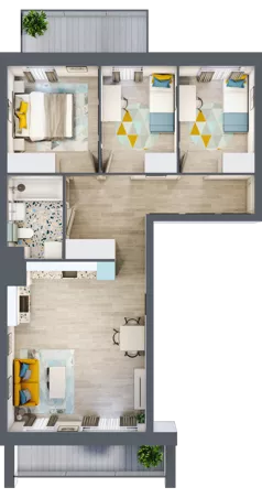 4 pokoje, mieszkanie 62,19 m², piętro 1, oferta nr M74, Kwietny Ogród, Lublin, Czechów Północny, Czechów Północny, ul. Edwarda Wojtasa