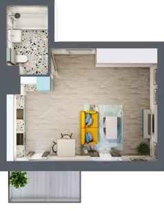 1 pokój, mieszkanie 32,02 m², piętro 1, oferta nr M123, Kwietny Ogród, Lublin, Czechów Północny, Czechów Północny, ul. Edwarda Wojtasa