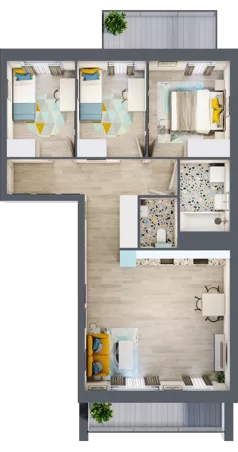 4 pokoje, mieszkanie 66,15 m², piętro 2, oferta nr M08, Kwietny Ogród, Lublin, Czechów Północny, Czechów Północny, ul. Edwarda Wojtasa