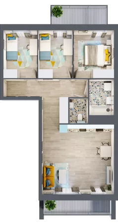 4 pokoje, mieszkanie 66,15 m², piętro 4, oferta nr M16, Kwietny Ogród, Lublin, Czechów Północny, Czechów Północny, ul. Edwarda Wojtasa