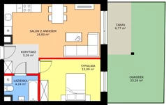 2 pokoje, mieszkanie 46,59 m², parter, oferta nr 28A, Osiedle Farbiarska, Tomaszów Mazowiecki, ul. Farbiarska 28, 32, 34