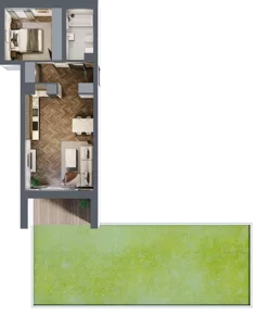 2 pokoje, mieszkanie 45,86 m², parter, oferta nr 31A, Osiedle Farbiarska, Tomaszów Mazowiecki, ul. Farbiarska 28, 32, 34