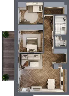 3 pokoje, mieszkanie 65,75 m², piętro 4, oferta nr 105A, Osiedle Farbiarska, Tomaszów Mazowiecki, ul. Farbiarska 28, 32, 34
