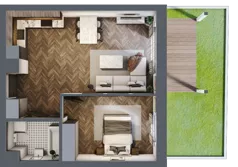 2 pokoje, mieszkanie 46,55 m², parter, oferta nr 57A, Osiedle Farbiarska, Tomaszów Mazowiecki, ul. Farbiarska 28, 32, 34