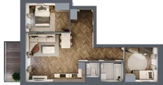 3 pokoje, mieszkanie 57,33 m², piętro 4, oferta nr 75A, Osiedle Farbiarska, Tomaszów Mazowiecki, ul. Farbiarska 28, 32, 34