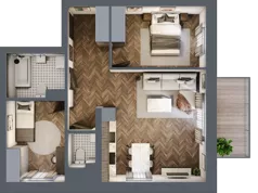 3 pokoje, mieszkanie 59,02 m², piętro 3, oferta nr 48A, Osiedle Farbiarska, Tomaszów Mazowiecki, ul. Farbiarska 28, 32, 34