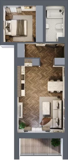 2 pokoje, mieszkanie 45,86 m², piętro 2, oferta nr 43A, Osiedle Farbiarska, Tomaszów Mazowiecki, ul. Farbiarska 28, 32, 34