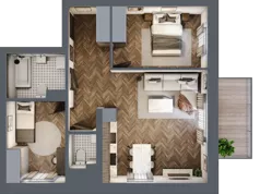 3 pokoje, mieszkanie 59,02 m², piętro 1, oferta nr 36A, Osiedle Farbiarska, Tomaszów Mazowiecki, ul. Farbiarska 28, 32, 34