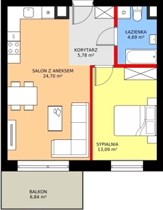 2 pokoje, mieszkanie 48,26 m², piętro 3, oferta nr 17A, Osiedle Farbiarska, Tomaszów Mazowiecki, ul. Farbiarska 28, 32, 34