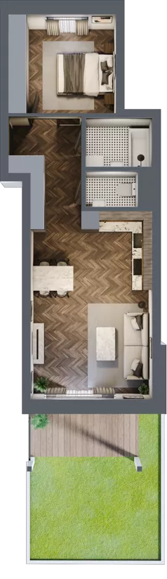 2 pokoje, mieszkanie 48,55 m², parter, oferta nr 1A, Osiedle Farbiarska, Tomaszów Mazowiecki, ul. Farbiarska 28, 32, 34