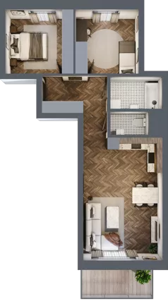 3 pokoje, mieszkanie 60,64 m², piętro 1, oferta nr 6A, Osiedle Farbiarska, Tomaszów Mazowiecki, ul. Farbiarska 28, 32, 34