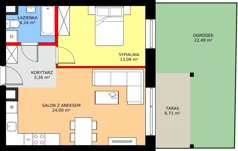 2 pokoje, mieszkanie 46,59 m², parter, oferta nr 29A, Osiedle Farbiarska, Tomaszów Mazowiecki, ul. Farbiarska 28, 32, 34