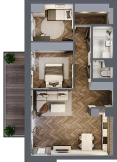 3 pokoje, mieszkanie 65,75 m², piętro 1, oferta nr 87A, Osiedle Farbiarska, Tomaszów Mazowiecki, ul. Farbiarska 28, 32, 34