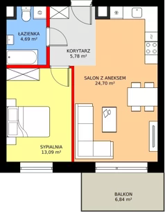 2 pokoje, mieszkanie 48,26 m², piętro 4, oferta nr 23A, Osiedle Farbiarska, Tomaszów Mazowiecki, ul. Farbiarska 28, 32, 34