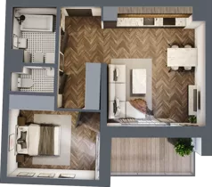 2 pokoje, mieszkanie 47,67 m², piętro 1, oferta nr 59B, Osiedle Farbiarska, Tomaszów Mazowiecki, ul. Farbiarska 28, 32, 34