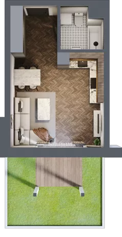 1 pokój, mieszkanie 30,64 m², parter, oferta nr 3B, Osiedle Farbiarska, Tomaszów Mazowiecki, ul. Farbiarska 28, 32, 34