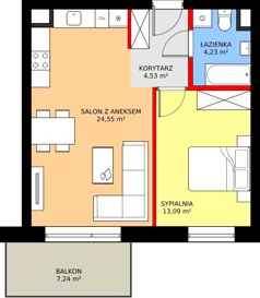 2 pokoje, mieszkanie 46,40 m², piętro 2, oferta nr 39B, Osiedle Farbiarska, Tomaszów Mazowiecki, ul. Farbiarska 28, 32, 34