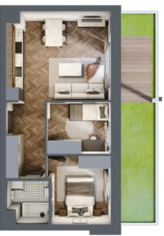 3 pokoje, mieszkanie 46,84 m², parter, oferta nr 54B, Osiedle Farbiarska, Tomaszów Mazowiecki, ul. Farbiarska 28, 32, 34