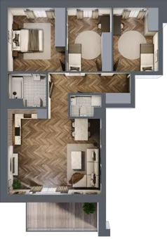 4 pokoje, mieszkanie 79,36 m², piętro 3, oferta nr 15C, Osiedle Farbiarska, Tomaszów Mazowiecki, ul. Farbiarska 28, 32, 34
