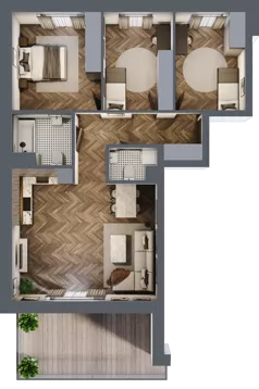 4 pokoje, mieszkanie 79,36 m², piętro 1, oferta nr 7C, Osiedle Farbiarska, Tomaszów Mazowiecki, ul. Farbiarska 28, 32, 34