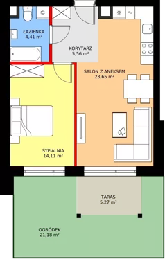 2 pokoje, mieszkanie 47,73 m², parter, oferta nr 3C, Osiedle Farbiarska, Tomaszów Mazowiecki, ul. Farbiarska 28, 32, 34