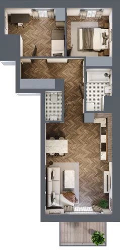 3 pokoje, mieszkanie 57,89 m², piętro 2, oferta nr 8C, Osiedle Farbiarska, Tomaszów Mazowiecki, ul. Farbiarska 28, 32, 34