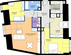 4 pokoje, mieszkanie 82,61 m², piętro 3, oferta nr A18, Dajwór, Kraków, Stare Miasto, Kazimierz, ul. Dajwór