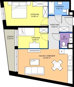 3 pokoje, mieszkanie 61,85 m², piętro 1, oferta nr A5, Dajwór, Kraków, Stare Miasto, Kazimierz, ul. Dajwór