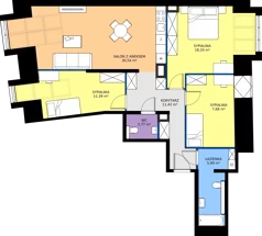 4 pokoje, mieszkanie 88,89 m², piętro 3, oferta nr A20, Dajwór, Kraków, Stare Miasto, Kazimierz, ul. Dajwór