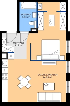 1 pokój, mieszkanie 54,75 m², piętro 2, oferta nr A12, Dajwór, Kraków, Stare Miasto, Kazimierz, ul. Dajwór