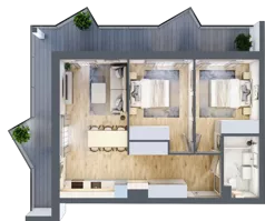 3 pokoje, apartament inwestycyjny 56,86 m², piętro 1, oferta nr 2.4, MidAqua Apartments, Międzywodzie, ul. Szkolna