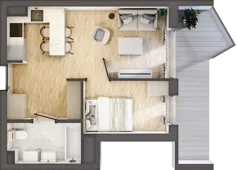 2 pokoje, apartament inwestycyjny 33,80 m², piętro 3, oferta nr 4.6, MidAqua Apartments, Międzywodzie, ul. Szkolna