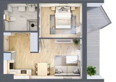 2 pokoje, apartament inwestycyjny 38,44 m², piętro 1, oferta nr 2.5, MidAqua Apartments, Międzywodzie, ul. Szkolna