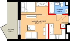 1 pokój, apartament inwestycyjny 28,97 m², piętro 2, oferta nr 3.10, MidAqua Apartments, Międzywodzie, ul. Szkolna