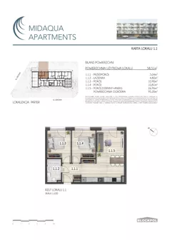 3 pokoje, apartament inwestycyjny 58,51 m², parter, oferta nr 1.1, MidAqua Apartments, Międzywodzie, ul. Szkolna