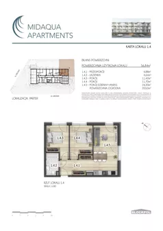 3 pokoje, apartament inwestycyjny 56,84 m², parter, oferta nr 1.4, MidAqua Apartments, Międzywodzie, ul. Szkolna