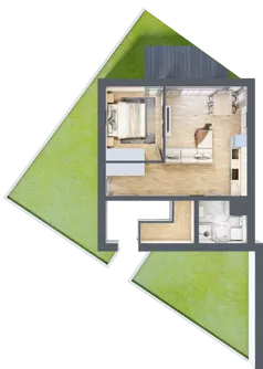 2 pokoje, mieszkanie 42,60 m², parter, oferta nr 3A, Zielony Zakątek Ustroń, Ustroń, ul. Myśliwska