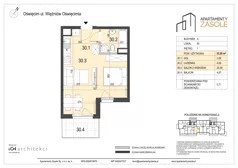 1 pokój, mieszkanie 33,20 m², piętro 1, oferta nr 30, Apartamenty Zasole, Oświęcim, ul. Więźniów Oświęcimia