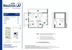 2 pokoje, apartament inwestycyjny 49,00 m², piętro 2, oferta nr 11, Villa Nautica, Gdańsk, Wyspa Sobieszewska, ul. Tęczowa 21