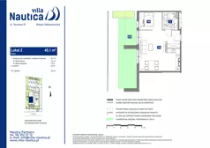 2 pokoje, apartament inwestycyjny 45,10 m², parter, oferta nr 2, Villa Nautica, Gdańsk, Wyspa Sobieszewska, ul. Tęczowa 21
