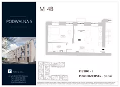 2 pokoje, mieszkanie 50,70 m², piętro 1, oferta nr M.4B, Podwalna 5, Radom, Śródmieście,  Podwalna 5