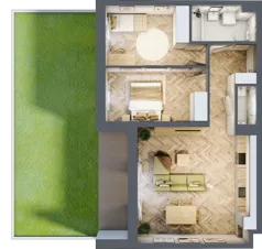 3 pokoje, mieszkanie 65,85 m², piętro 1, oferta nr B2.9, Fokus Bielany, Bielany Wrocławskie, ul. Kolejowa 5