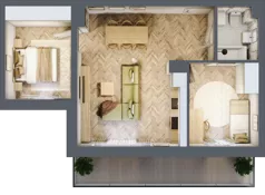 3 pokoje, mieszkanie 56,36 m², piętro 1, oferta nr B1.14, Fokus Bielany, Bielany Wrocławskie, ul. Kolejowa 5