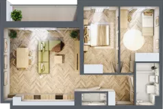 3 pokoje, mieszkanie 65,85 m², piętro 1, oferta nr B1.10, Fokus Bielany, Bielany Wrocławskie, ul. Kolejowa 5