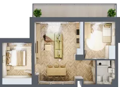 3 pokoje, mieszkanie 56,14 m², piętro 1, oferta nr B2.6, Fokus Bielany, Bielany Wrocławskie, ul. Kolejowa 5