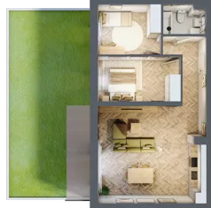 3 pokoje, mieszkanie 63,88 m², piętro 1, oferta nr B1.8, Fokus Bielany, Bielany Wrocławskie, ul. Kolejowa 5