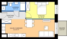 2 pokoje, mieszkanie 43,21 m², piętro 1, oferta nr 13, Strażacka 54G, Rzeszów, Drabinianka, ul. Strażacka 54