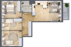 4 pokoje, mieszkanie 72,65 m², piętro 1, oferta nr 17, Osiedle Metropol, Lublin, Dziesiąta, ul. Kunickiego 28