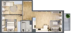 3 pokoje, mieszkanie 59,57 m², piętro 3, oferta nr 12, Osiedle Metropol, Lublin, Dziesiąta, ul. Kunickiego 28