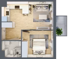 2 pokoje, mieszkanie 35,75 m², piętro 3, oferta nr 42, Osiedle Metropol, Lublin, Dziesiąta, ul. Kunickiego 28
